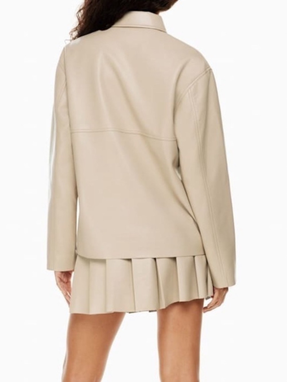 Aritzia Babaton Pelli Oversized Shirt Jacket Vegan Leather in Sand White - Picture 4 of 4